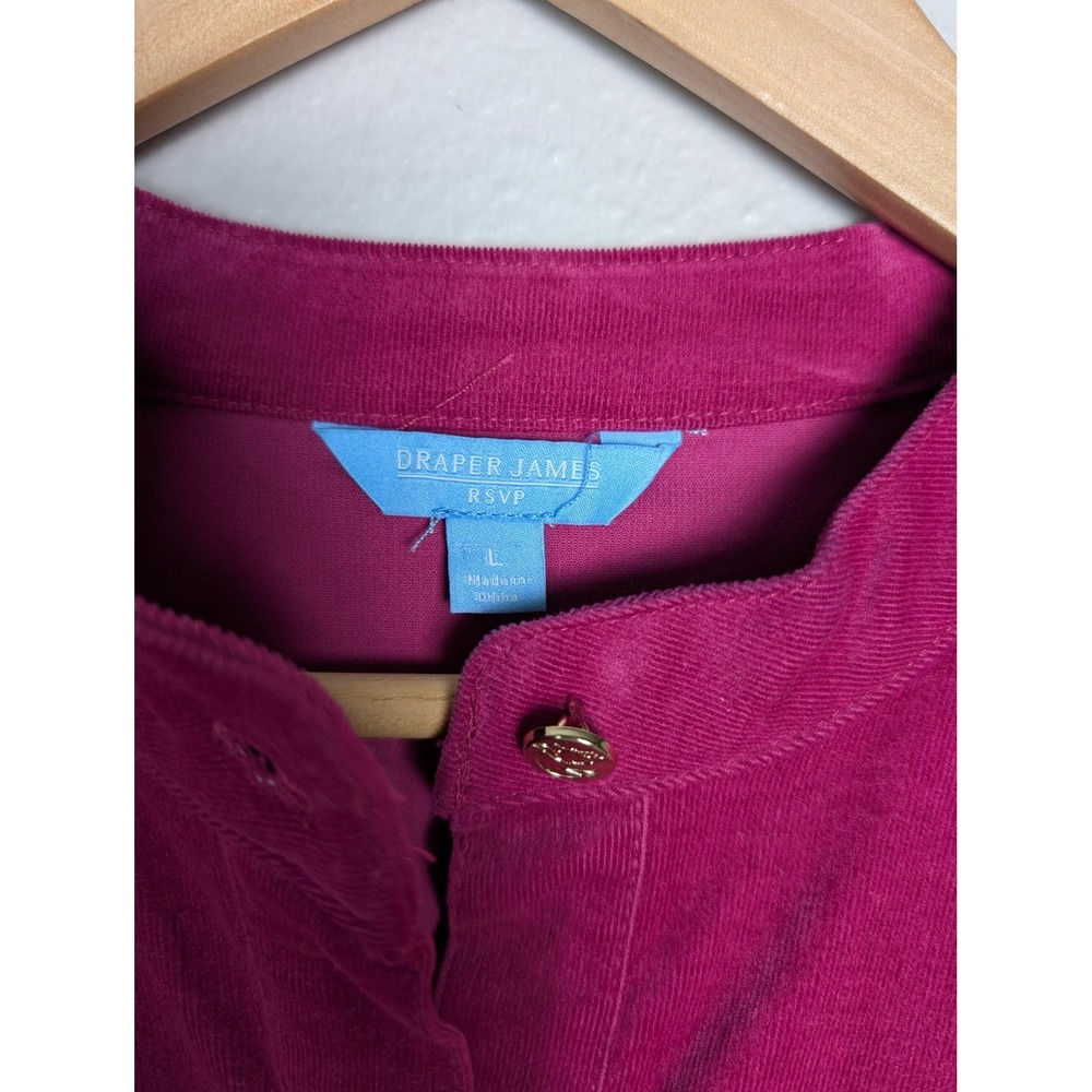 Draper James Shirt Dress Womens L Pink Corduroy Belted Balloon Sleeve Button - Picture 2 of 10